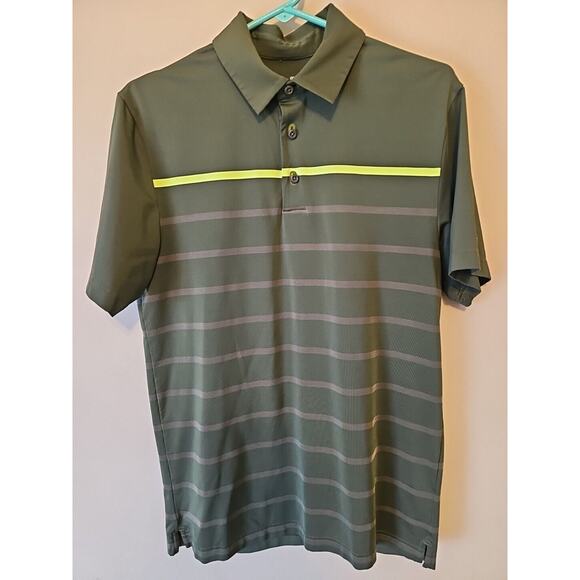 Under Armour Mens Green Striped Heat Gear Golf‎ Polo Small Shirt - Picture 2 of 9